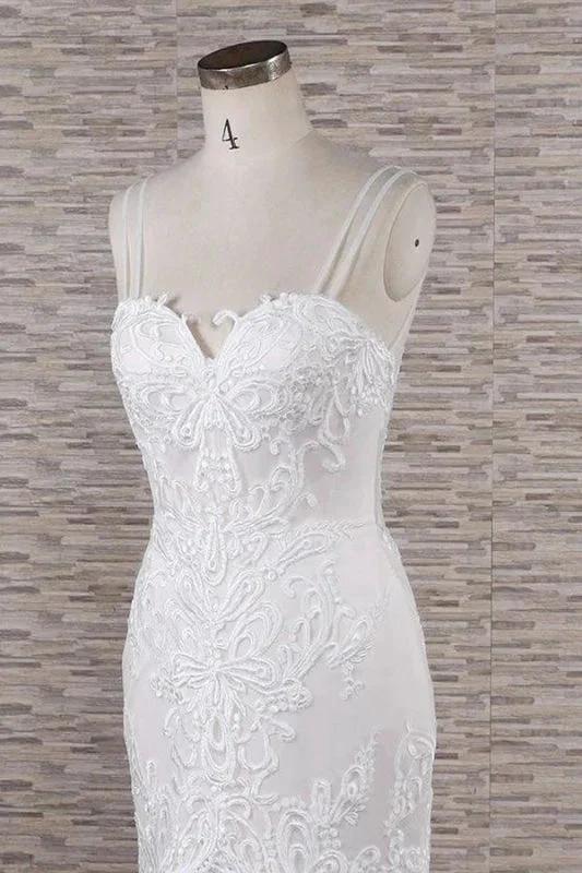 Chic Spaghetti Strap Appliques Mermaid Elegant Wedding Dresses by misshow.com
