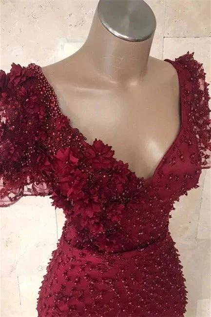 Chic V-neck Flower(s) Mermaid Prom Dress by BIZTUNNEL