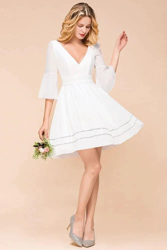 Chiffon Knee Length Simple Daily Casual Dress Beach Bridesmaid Dress by misshow.com