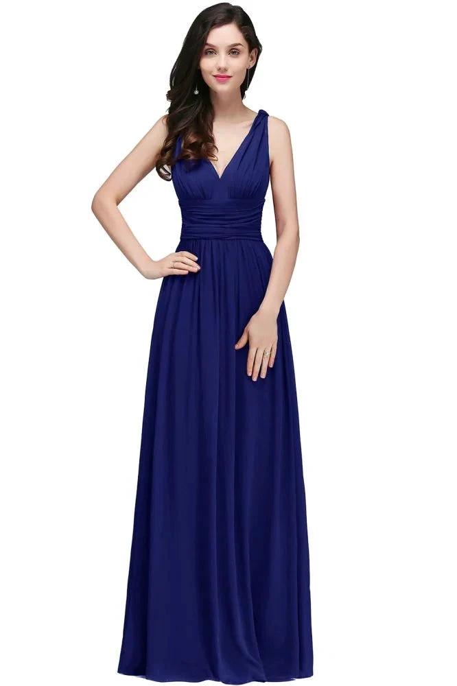 Chiffon V-Neck Floor-length A-line Evening Dresses by misshow.com