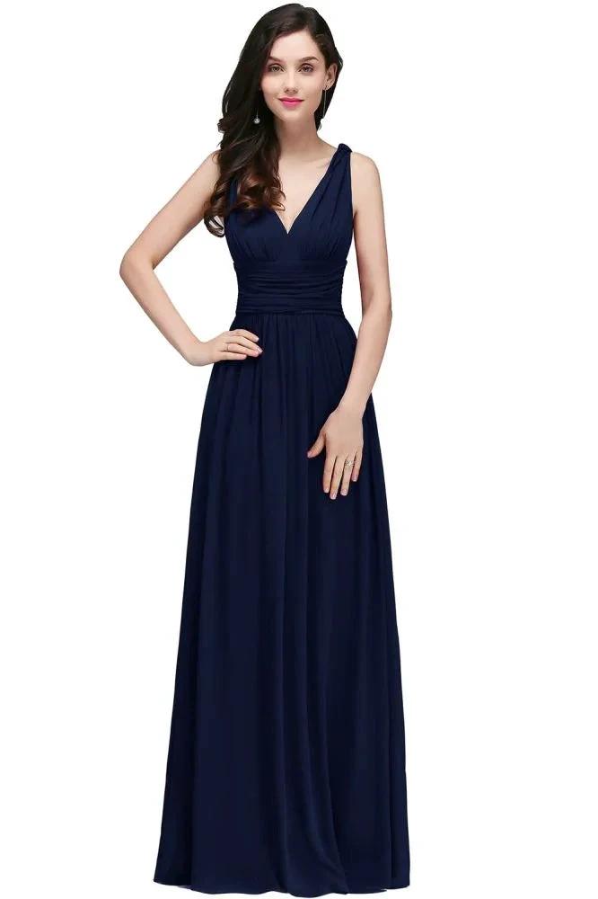 Chiffon V-Neck Floor-length A-line Evening Dresses by misshow.com
