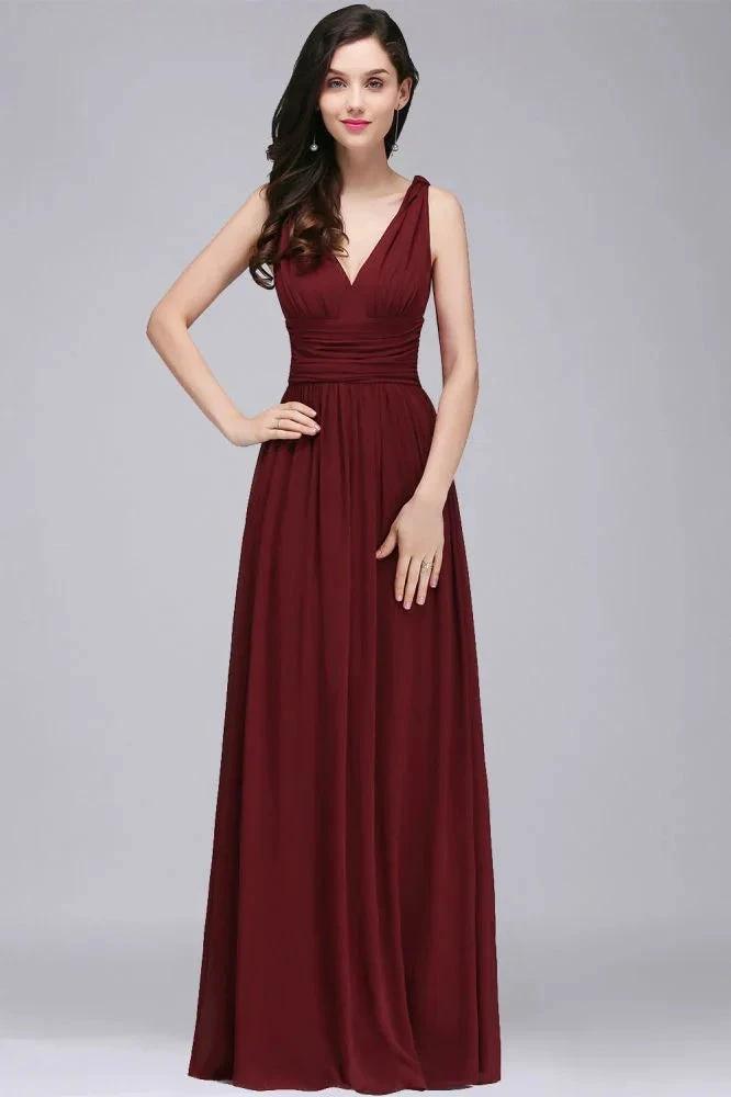 Chiffon V-Neck Floor-length A-line Evening Dresses by misshow.com