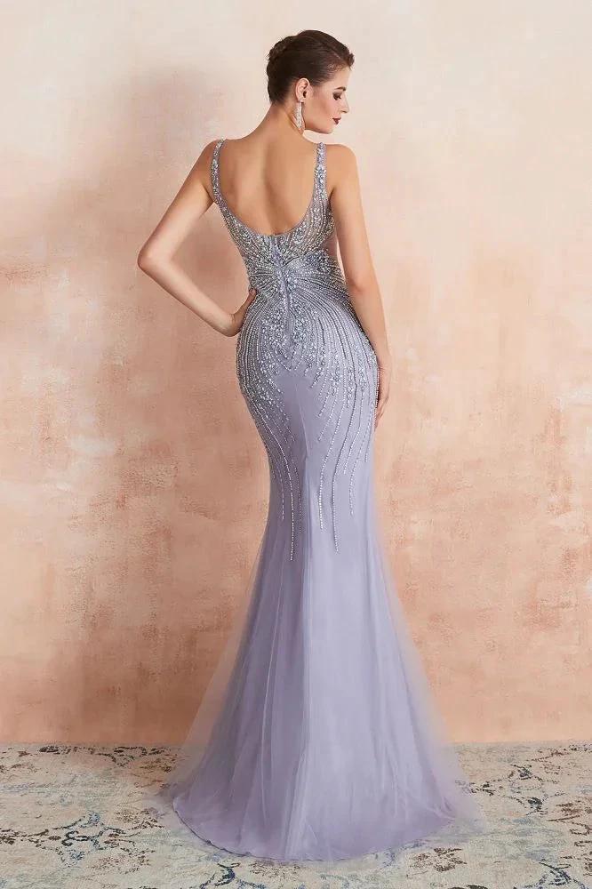 Crew Neck Sleeveless Beading Mermaid Prom Dress Evening Maxi Gown by misshow.com