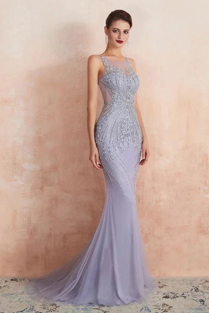 Crew Neck Sleeveless Beading Mermaid Prom Dress Evening Maxi Gown by misshow.com