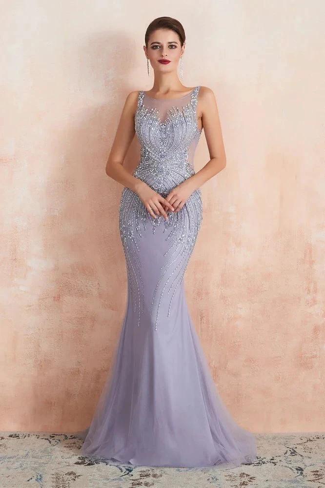Crew Neck Sleeveless Beading Mermaid Prom Dress Evening Maxi Gown by misshow.com