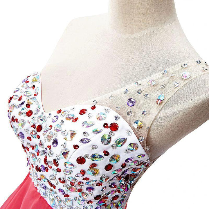 Crystal A-line One Shoulder Chiffon Party Dress by misshow.com