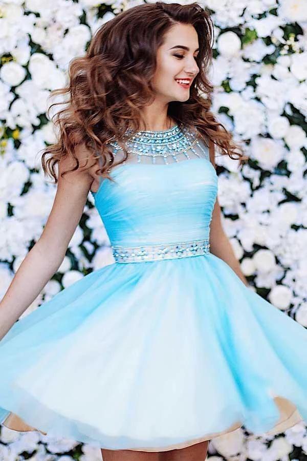 Cute A-line Blue Short Prom Dress Tulle Homecoming Dress PG150 by pgmdress