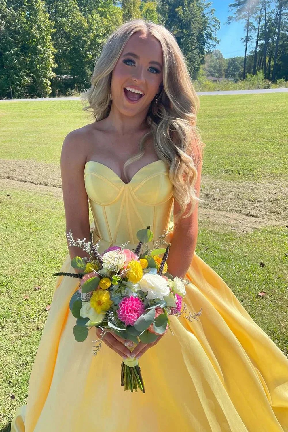 Stardust | Ball Gown Sweetheart Satin Long Prom Dresses by KissProm