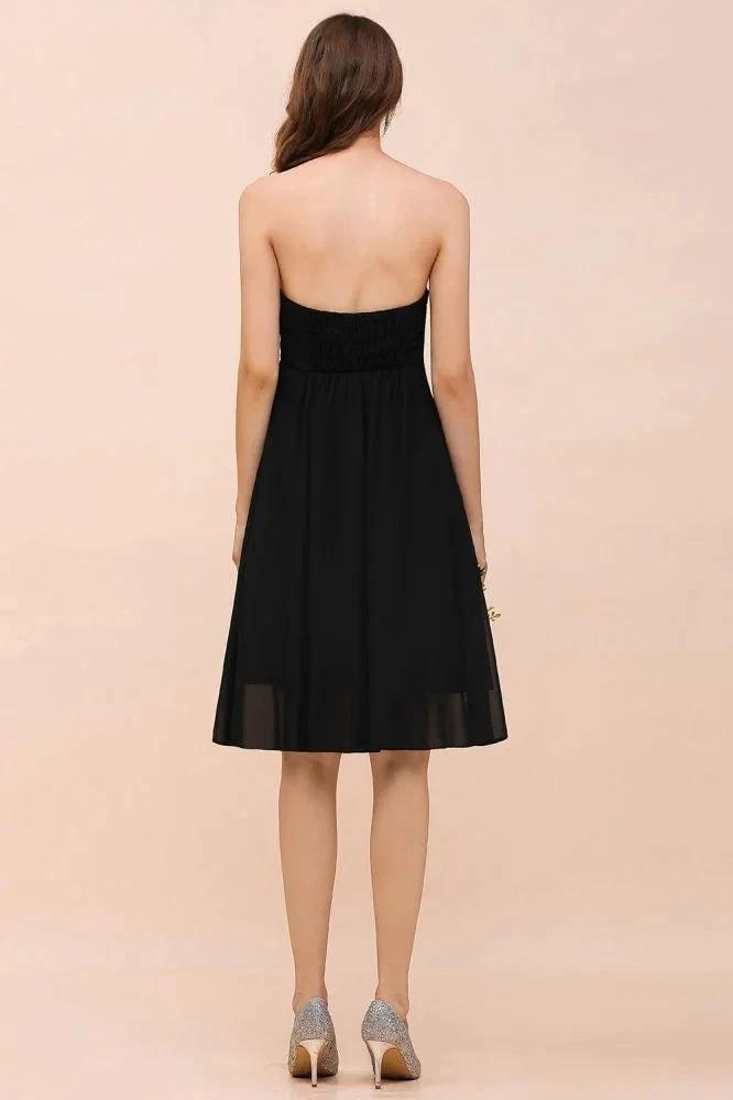 Cute Black knee length Bridesmaid Dress Sweetheart homecoming Dress for Girls by misshow.com