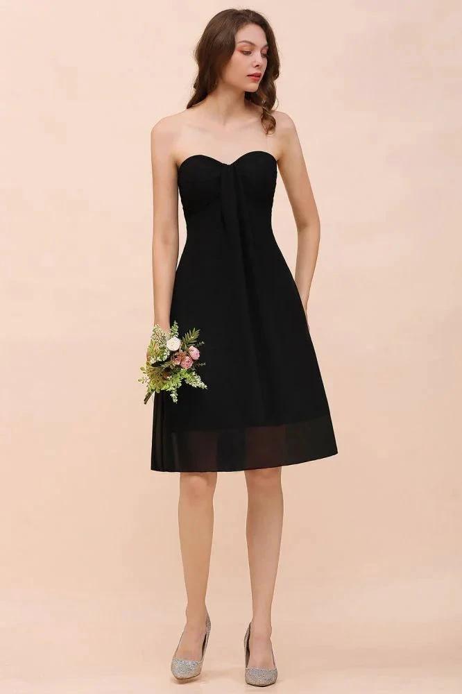 Cute Black knee length Bridesmaid Dress Sweetheart homecoming Dress for Girls by misshow.com