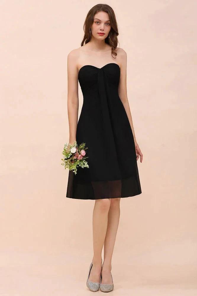 Cute Black knee length Bridesmaid Dress Sweetheart homecoming Dress for Girls by misshow.com