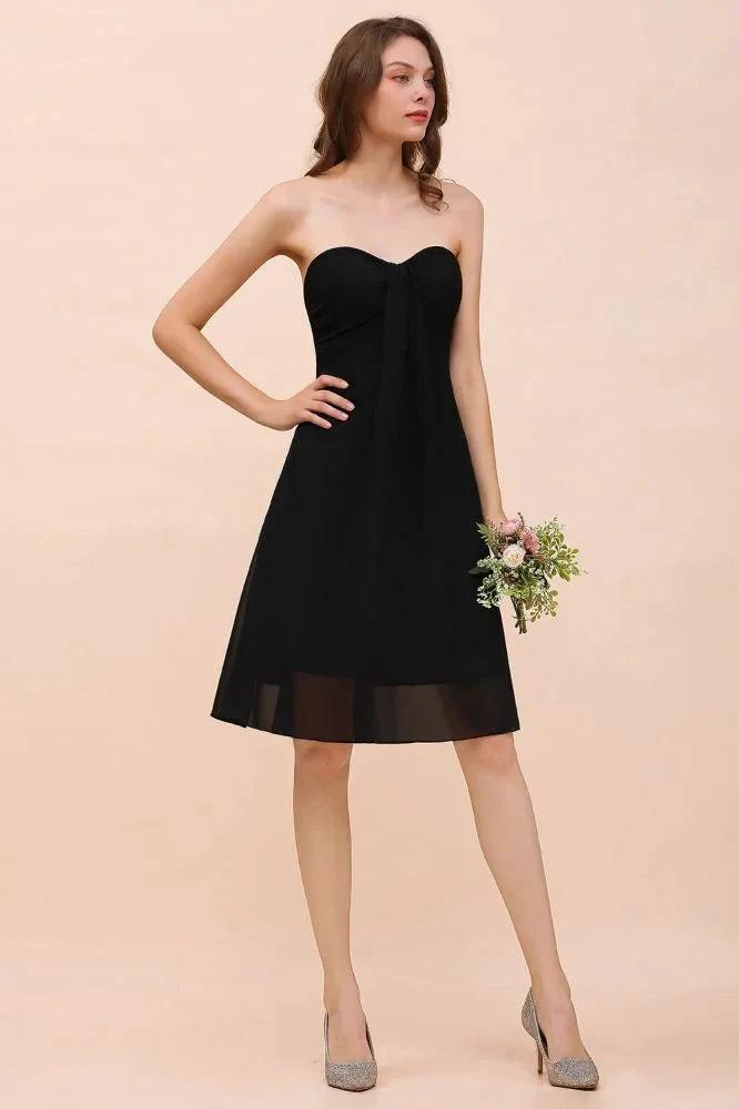 Cute Black knee length Bridesmaid Dress Sweetheart homecoming Dress for Girls by misshow.com