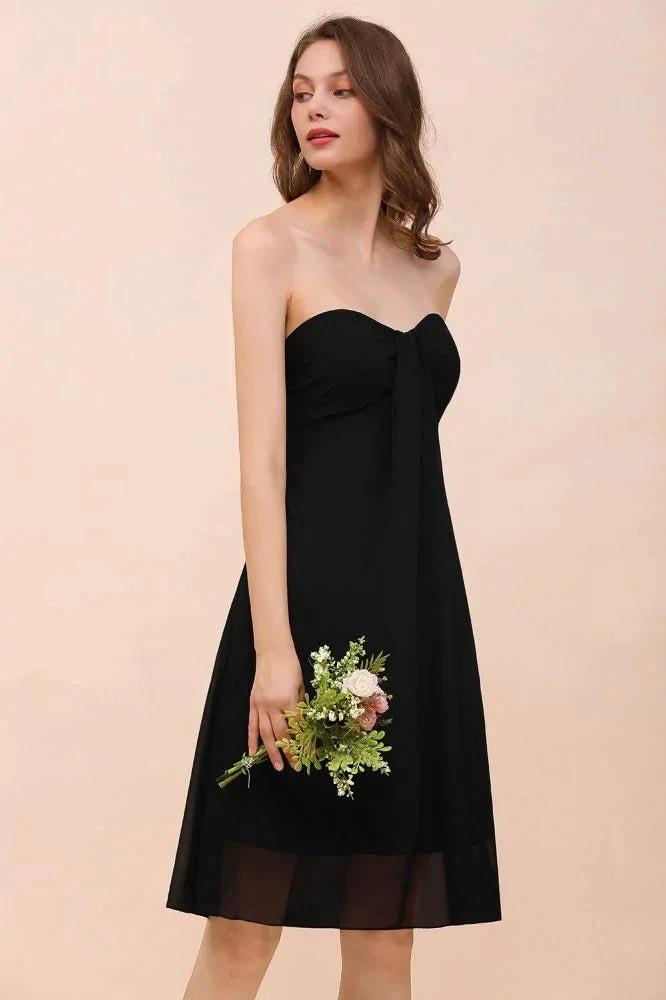 Cute Black knee length Bridesmaid Dress Sweetheart homecoming Dress for Girls by misshow.com