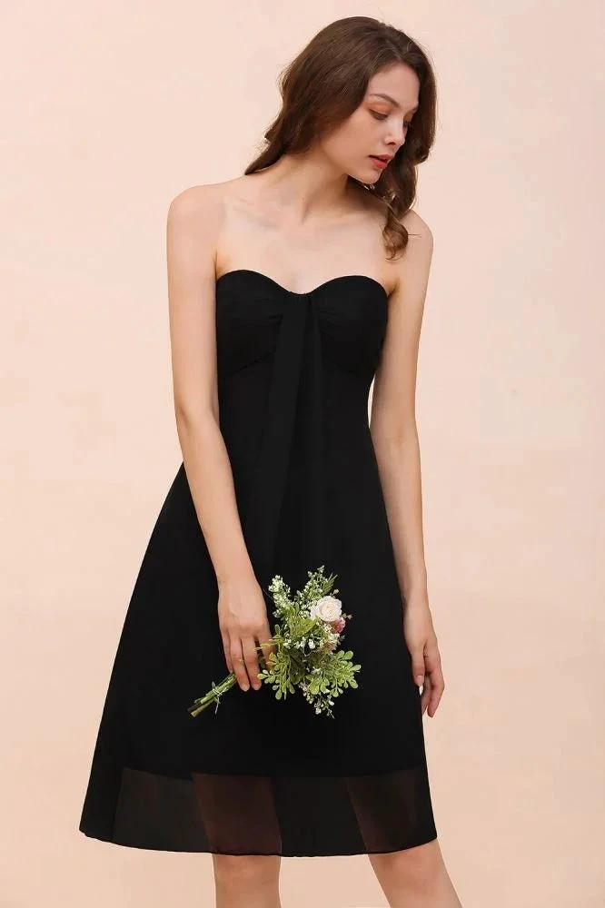Cute Black knee length Bridesmaid Dress Sweetheart homecoming Dress for Girls by misshow.com