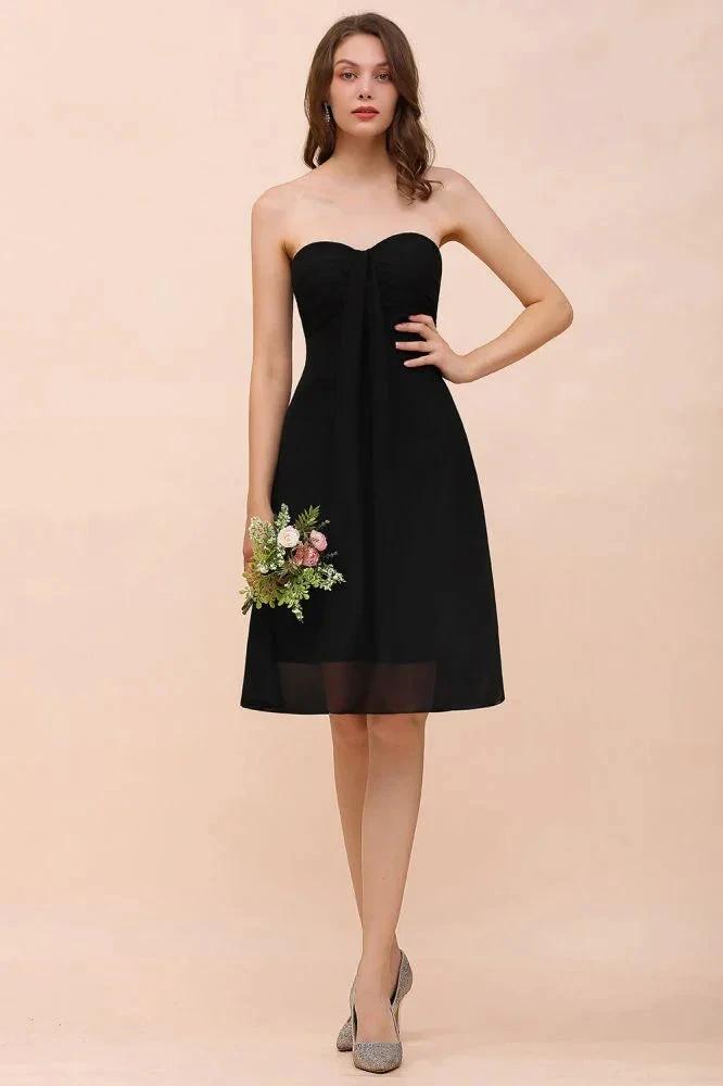 Cute Black knee length Bridesmaid Dress Sweetheart homecoming Dress for Girls by misshow.com