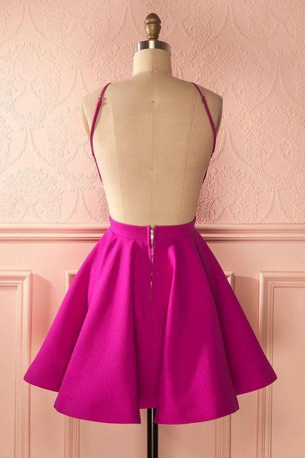 Cute Hot Pink Backless Short Homecoming Dress Party Dress PG141 by pgmdress