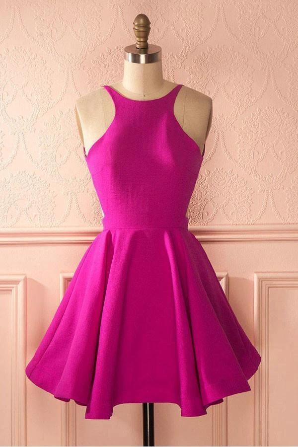 Cute Hot Pink Backless Short Homecoming Dress Party Dress PG141 by pgmdress