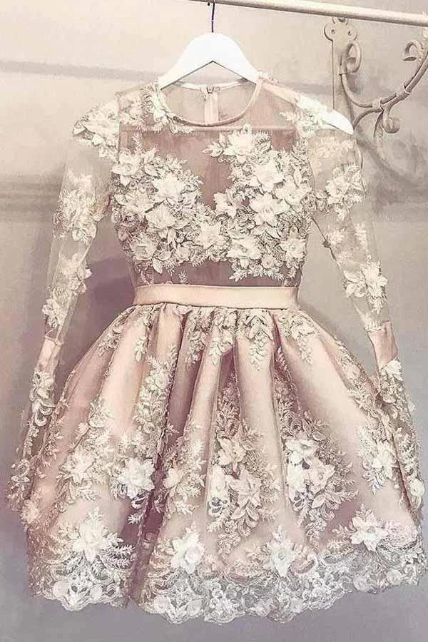 Cute Long Sleeve Homecoming Dress Short Prom Dress Party Dress PD362 by pgmdress