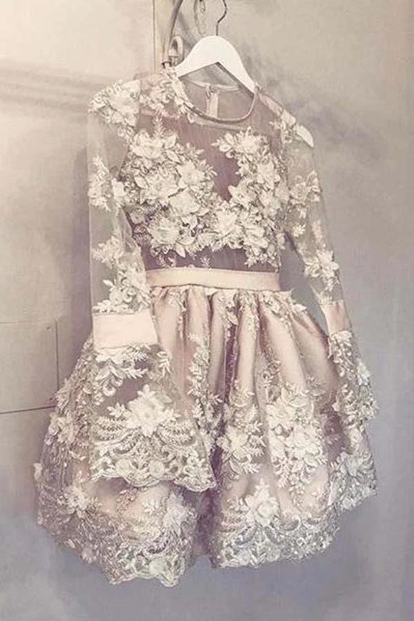 Cute Long Sleeve Homecoming Dress Short Prom Dress Party Dress PD362 by pgmdress