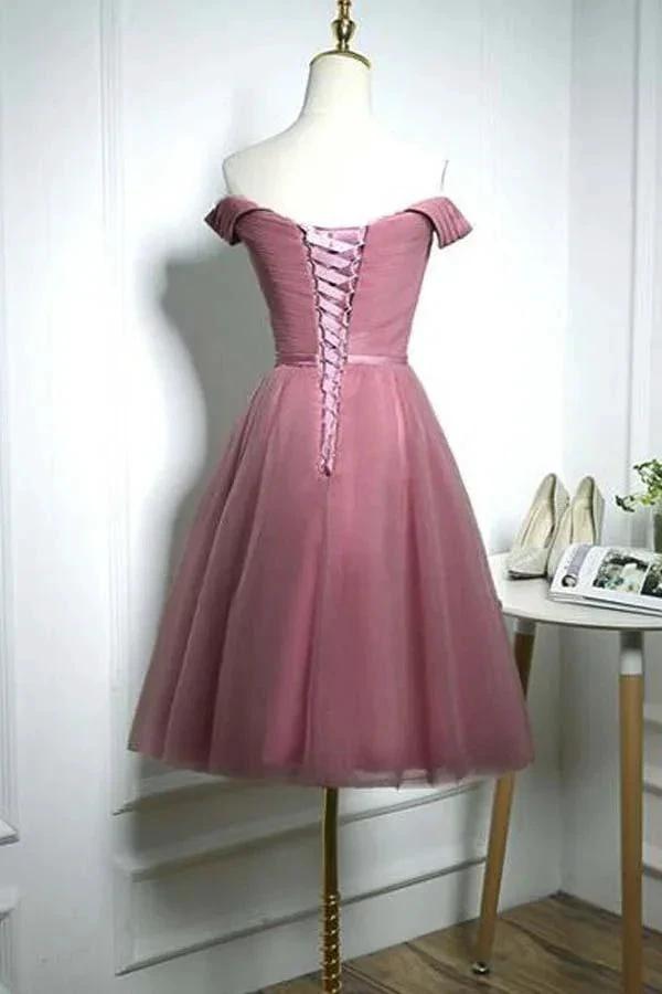 Cute Off Shoulder Sweetheart Tulle Homecoming Dress Party Dress PD114 by pgmdress