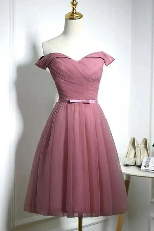 Cute Off Shoulder Sweetheart Tulle Homecoming Dress Party Dress PD114 by pgmdress