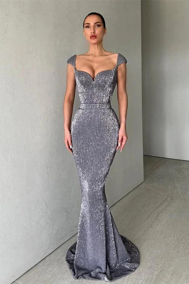 Mermaid Off The Shoulder Sweetheart Long Prom Dress with Sequins by BIZTUNNEL