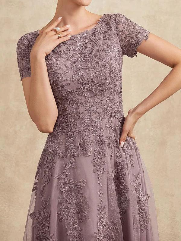 A-line Scoop Tea-Length Tulle Lace Mother of the Bride Dress by Dreamylily