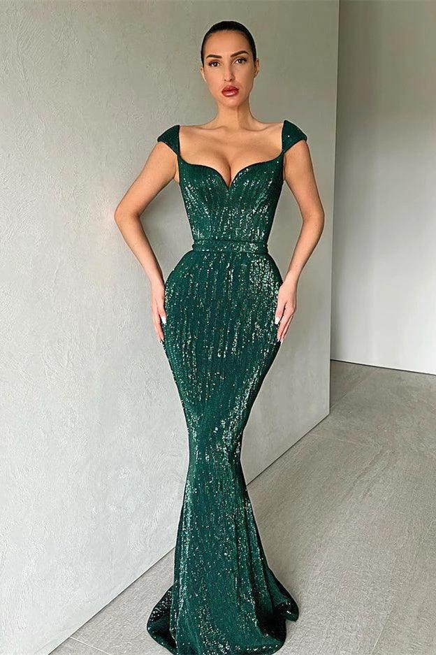 Mermaid Off The Shoulder Sweetheart Long Prom Dress with Sequins by BIZTUNNEL
