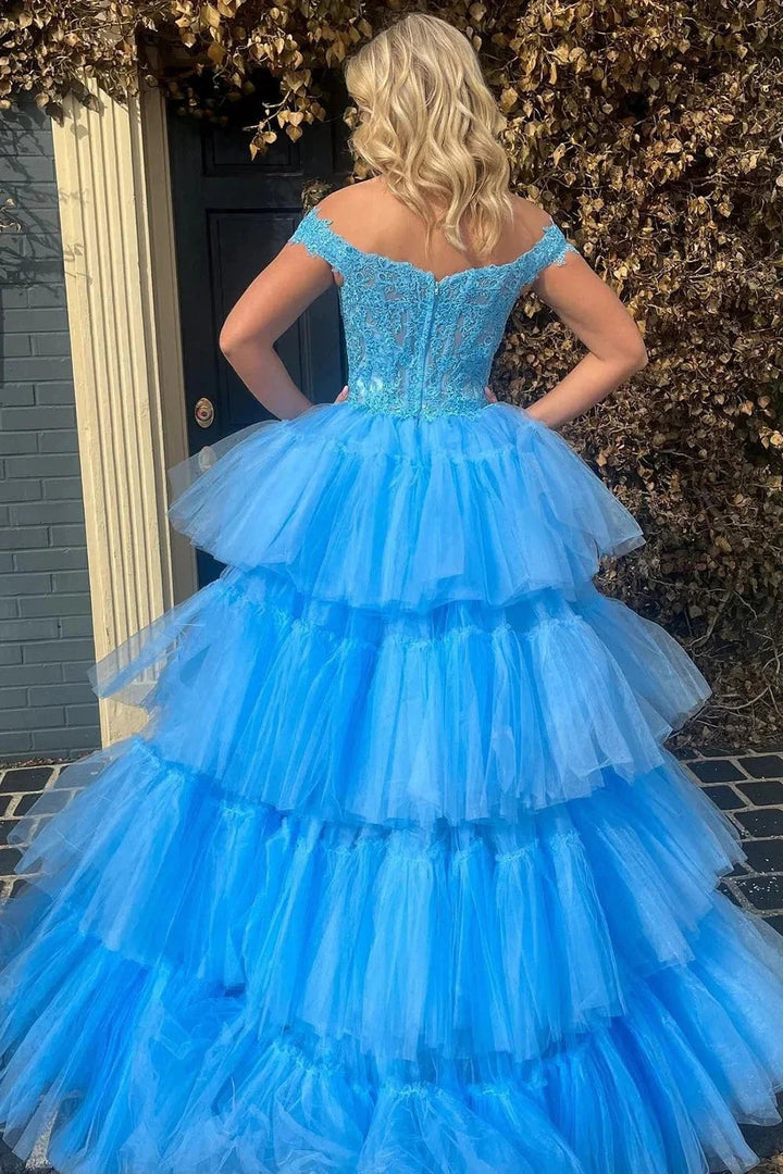 Bette | Blue High Low Homecoming Prom Dress with Lace by KissProm