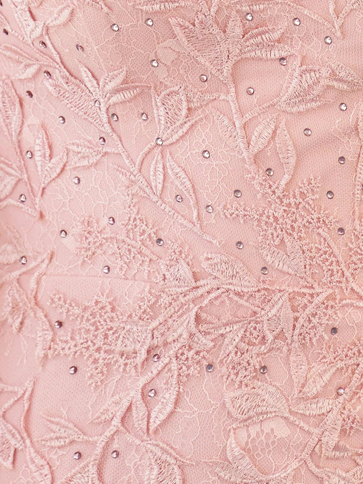 Pink Tight Short Lace Homecoming Dress with Appliques by Kissprom