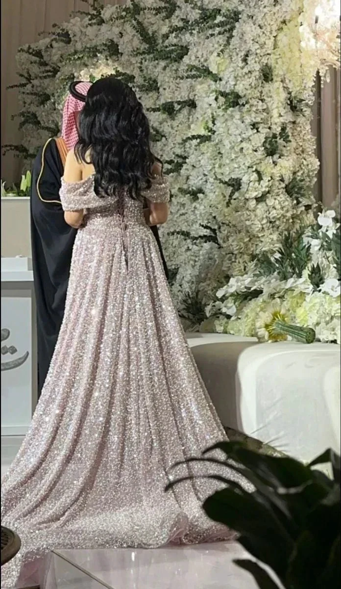 Beautiful Off The Shoulder Wedding Dress Sequin Mermaid Prom Evening Dress Y7630 by simplepromdress