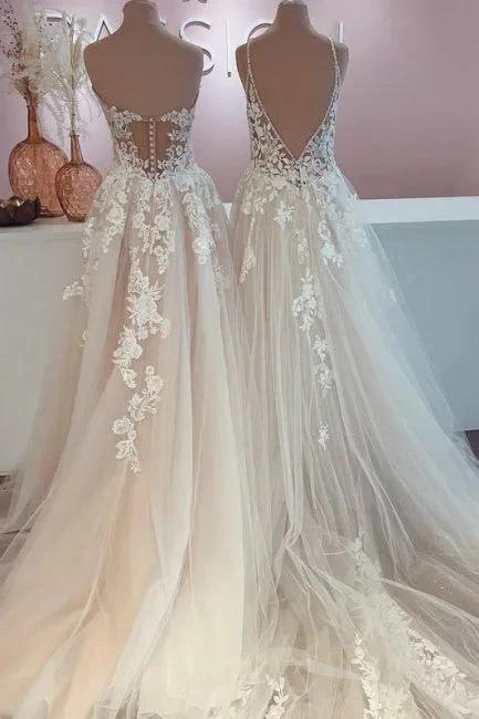 Designer Elegant A-Line Sweetheart Wedding Dresses With Lace by misshow.com