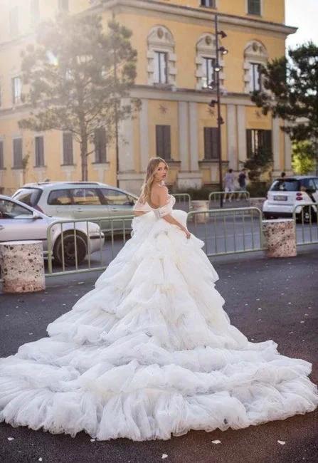 Designer Long A-line Off-the-shoulder Wedding Dresses With Lace by misshow.com