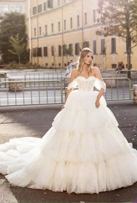 Designer Long A-line Off-the-shoulder Wedding Dresses With Lace by misshow.com
