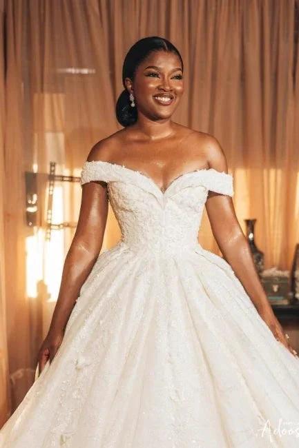 Designer Princess Off-the-shoulder A-line Wedding Dresses With Lace by misshow.com