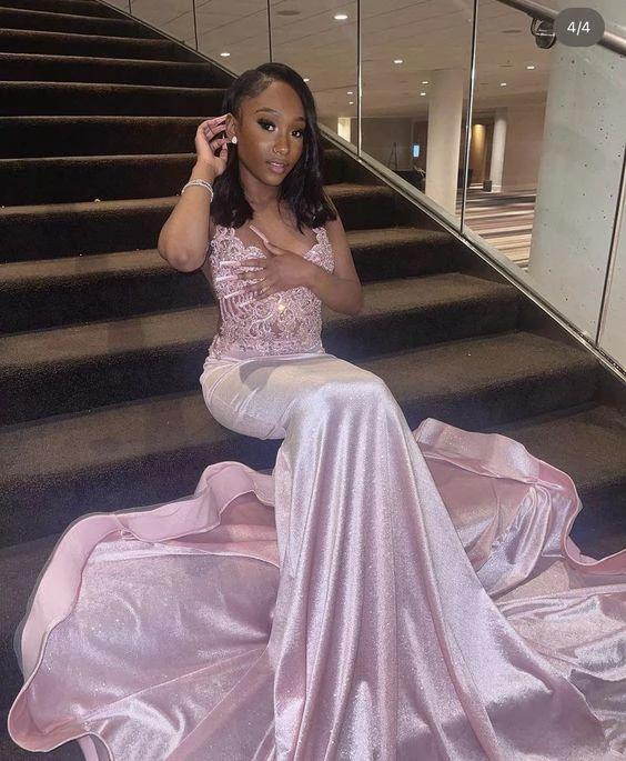 Elegant Mermaid Pink Long Evening Dress,Sexy Pink Evening Gown Y1367 by simplepromdress