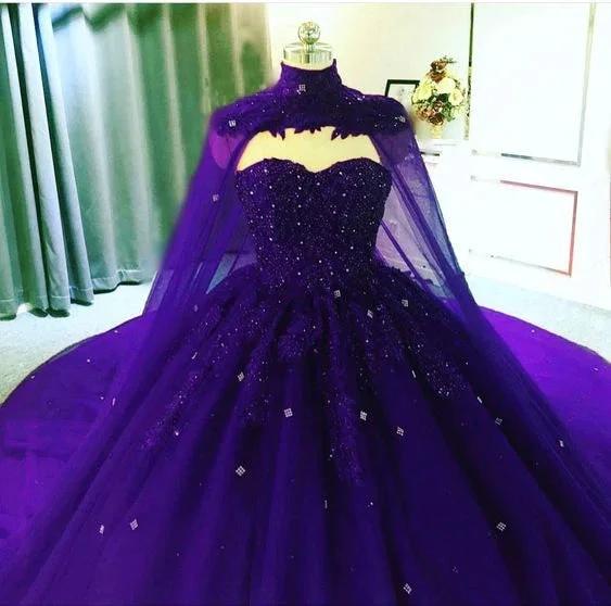 Sweetheart Tulle Lace Ball Gown With Cape, Princess Dress Y742 by simplepromdress