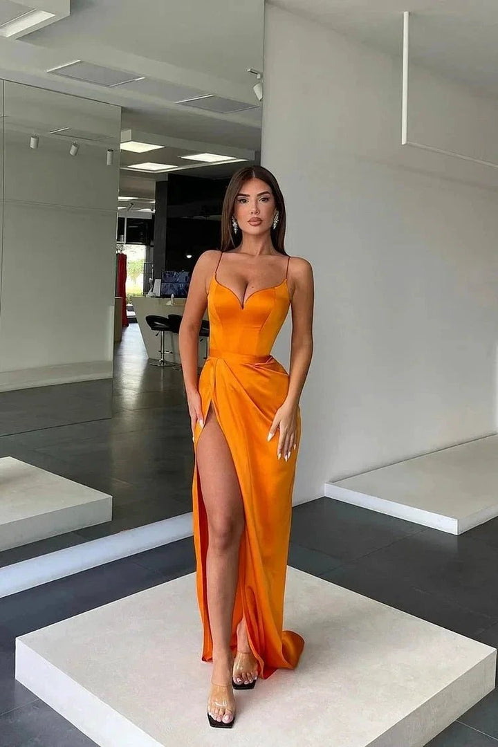 Long Mermaid Sweetheart Sleeveless Spaghetti Strap Prom Dress with Slit by BIZTUNNEL
