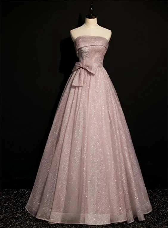 Beautiful Pink Tulle Sequins Strapless Pleats Beading Prom Dress Formal Ball Gown Brithday Quinceanera Dress Y7579 by simplepromdress