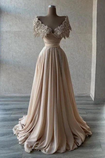 Elegant A-line Long Glitter Beading Sweetheart Prom Dresses by misshow.com