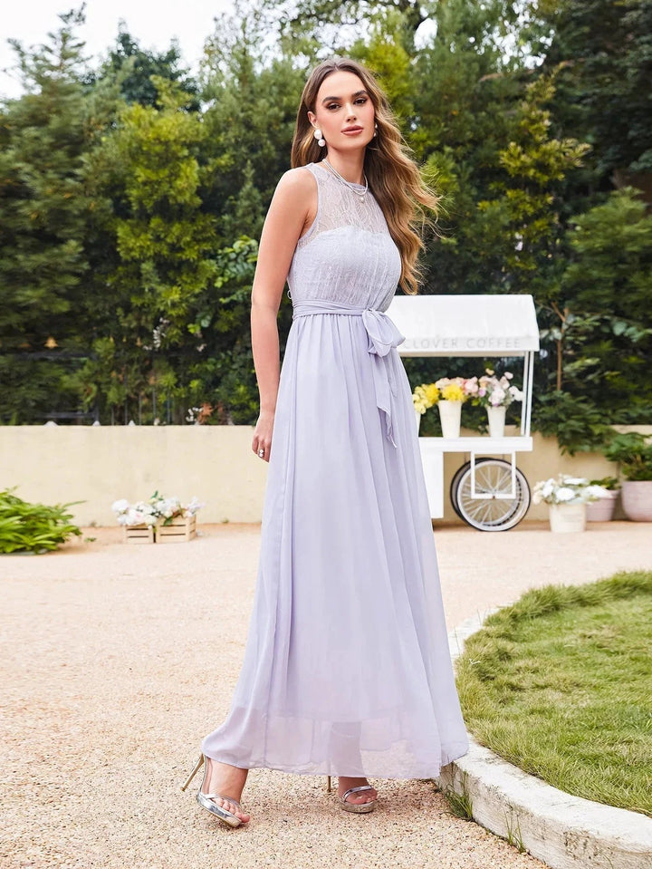 Elegant A-Line Scoop Sleeveless Chiffon Bridesmaid Dresses by misshow.com