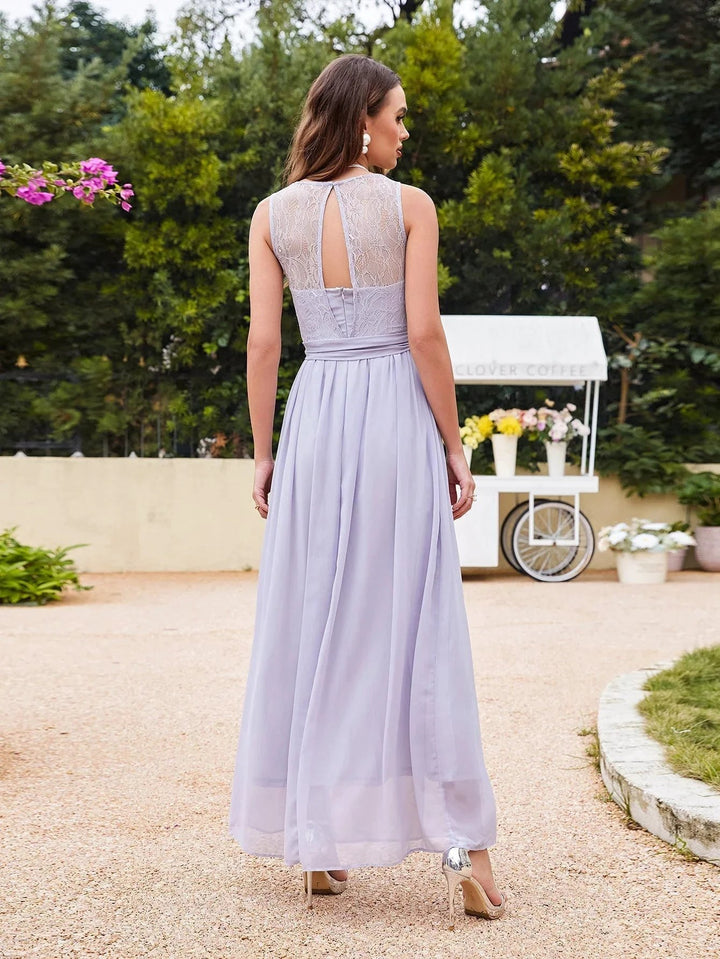 Elegant A-Line Scoop Sleeveless Chiffon Bridesmaid Dresses by misshow.com