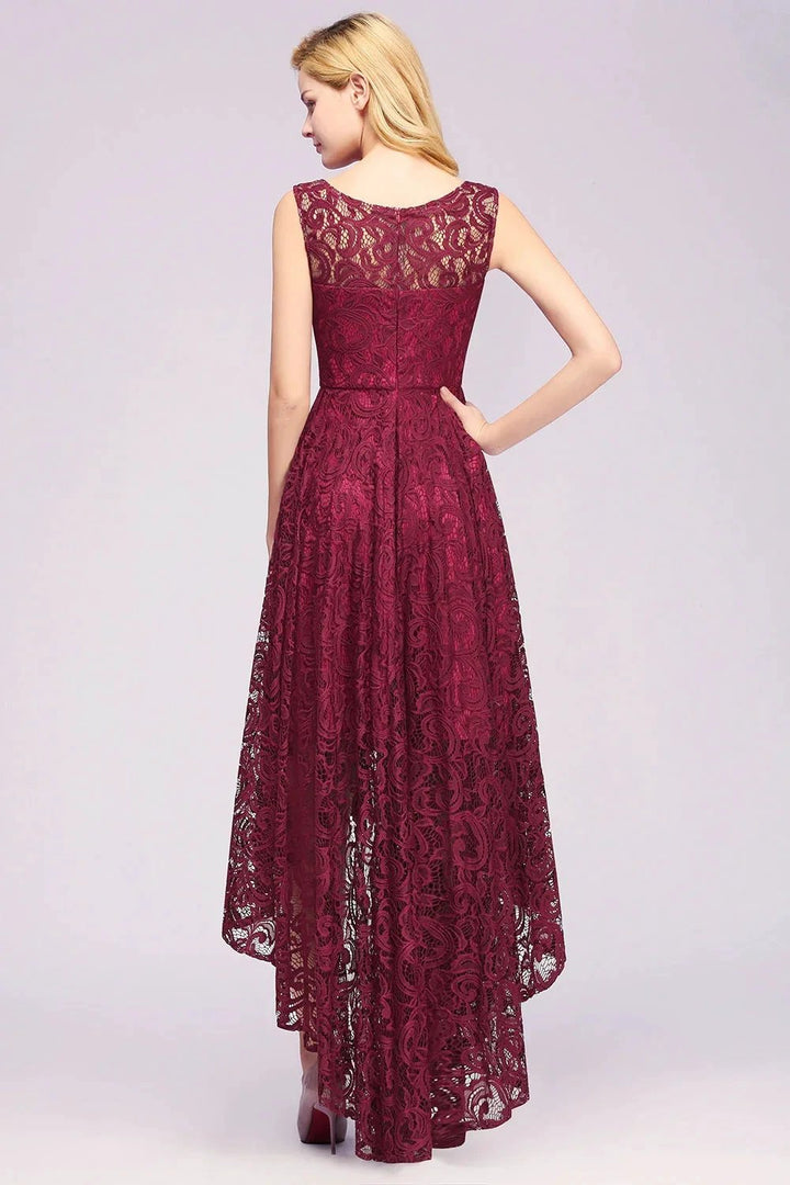 Elegant A-Line Scoop Sleeveless Lace Bridesmaid Dress by misshow.com