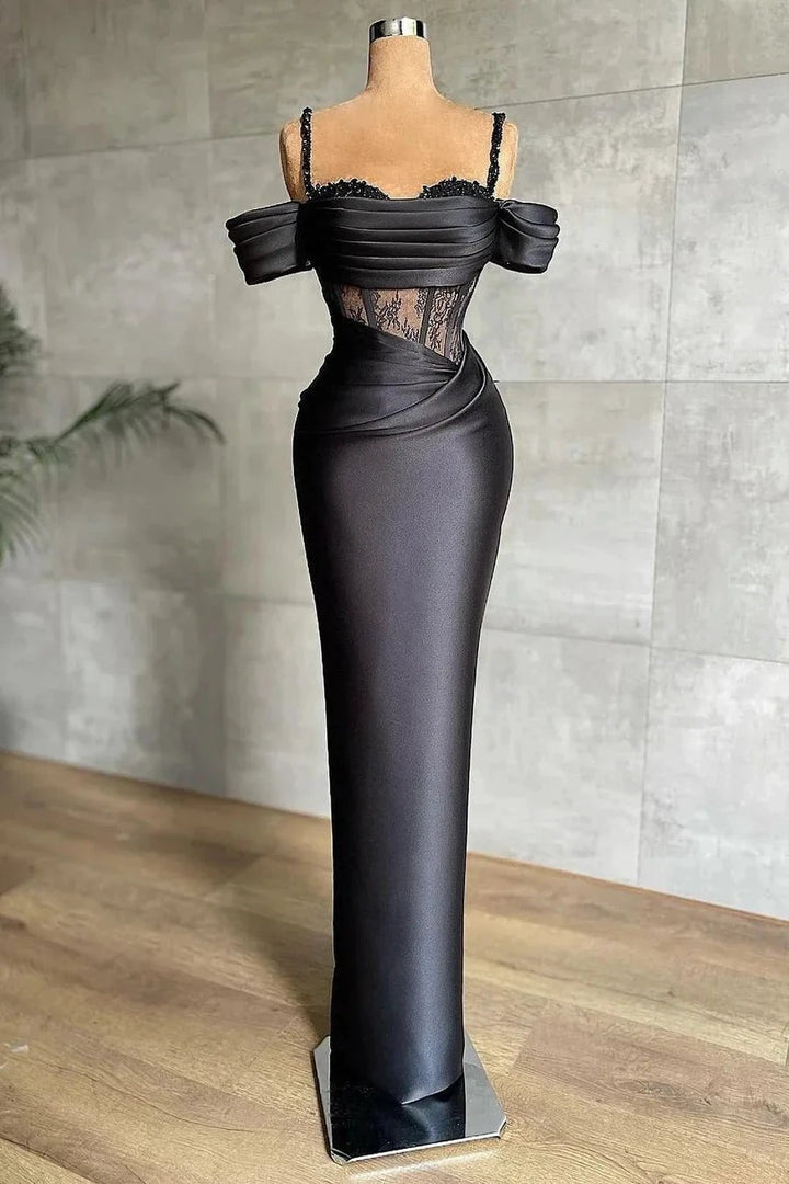 Elegant Black Off-the-shoulder Mermaid Prom Dress With Lace by misshow.com