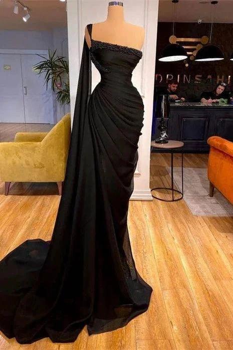 Elegant Black Split Mermaid Beading Prom Dresses by misshow.com