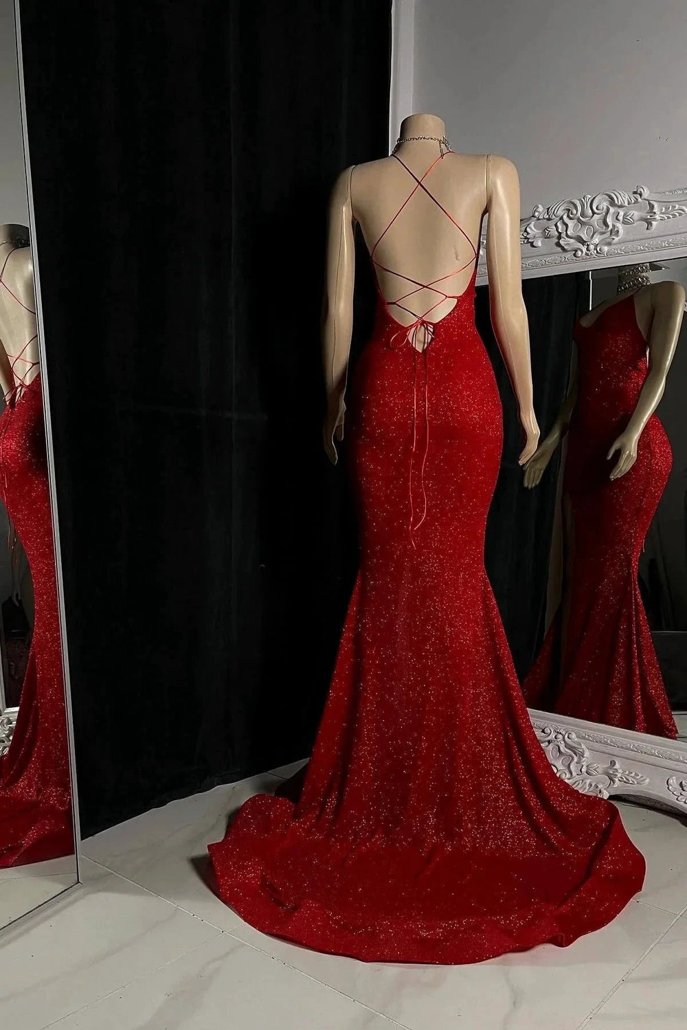 Elegant Criss-cross Straps Mermaid Split Front Prom Dresses by misshow.com