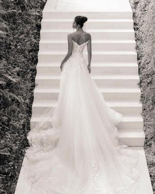 Elegant Designer Appliques A-line Wedding Dresses With Lace by misshow.com