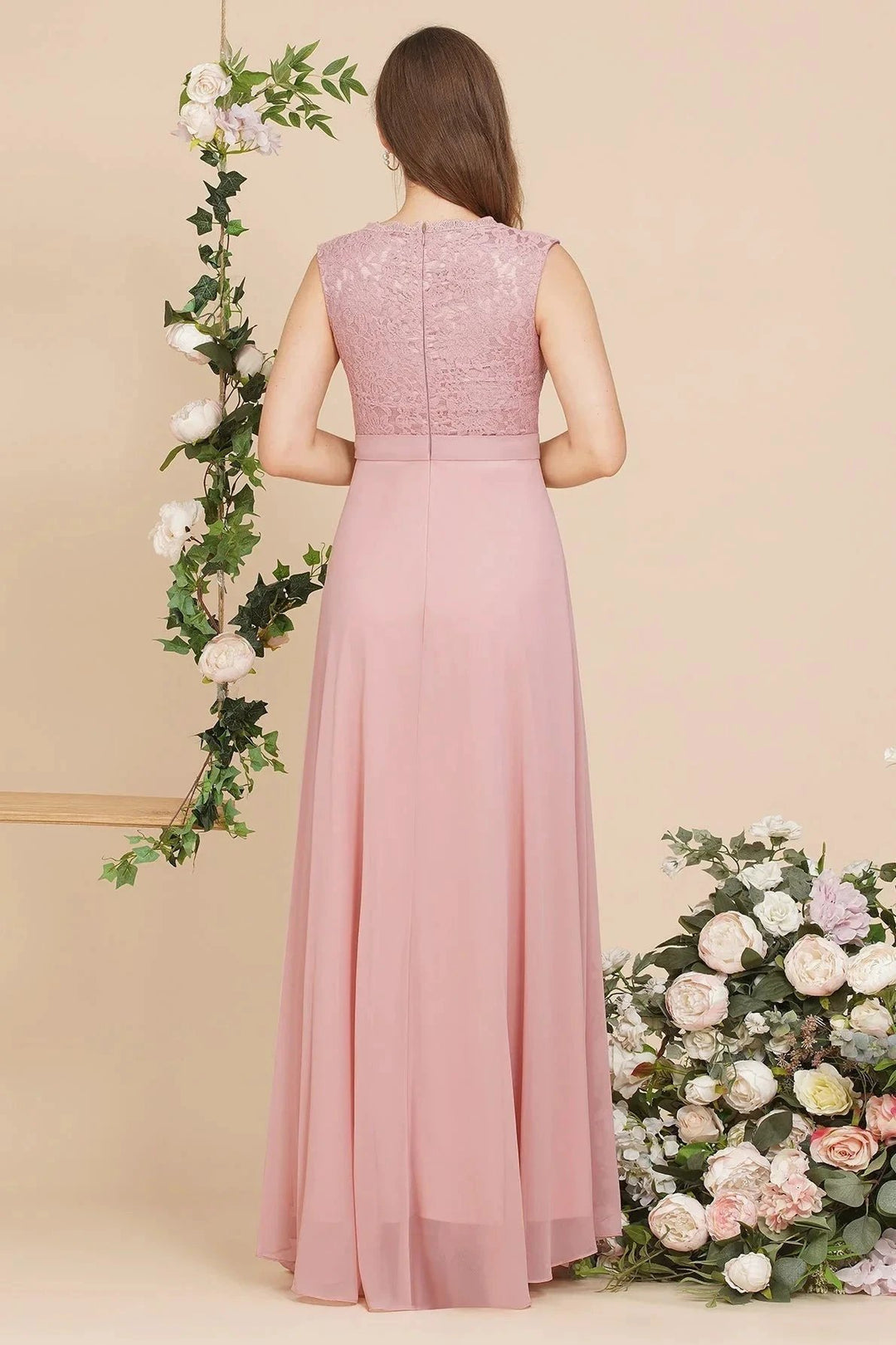 Elegant Floor-length Lace A-line Burgundy Prom Dress by misshow.com
