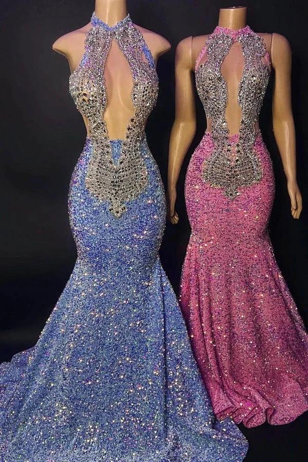 Elegant Halter Sleeveless Mermaid Prom Dress With Beading by misshow.com
