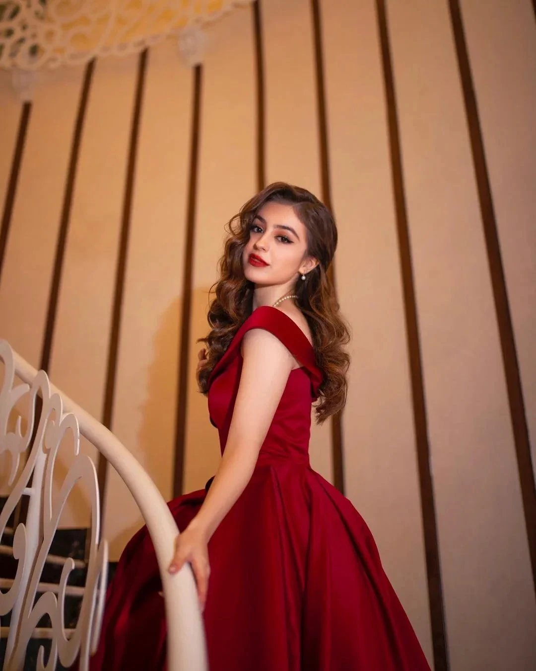 Elegant Long A-line Off-the-shoulder Satin Red Prom Dress by BIZTUNNEL
